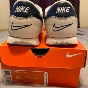 Classic White Nike Cortez with Navy Blue